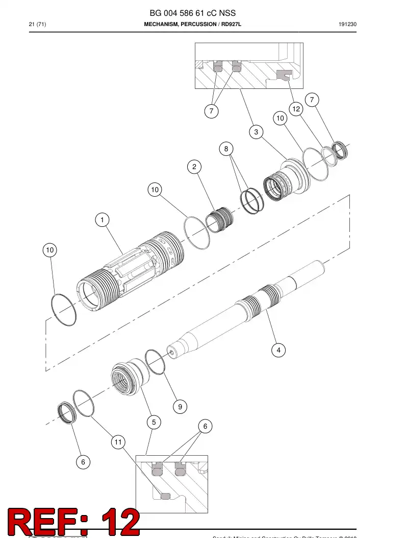 BG00577695a BG 005 776 95a Seal, PISTON - Sandvik Technical Drawing