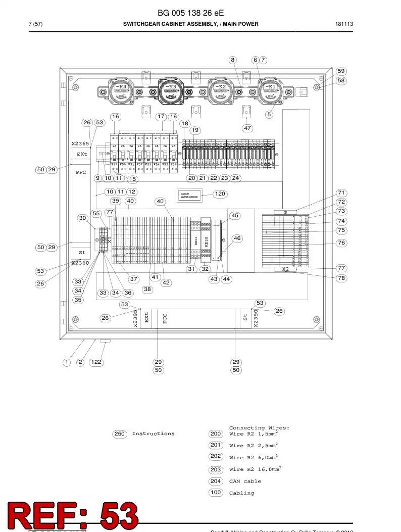 BG00578179a BG 005 781 79a Harness, Wiring - Sandvik Technical Drawing