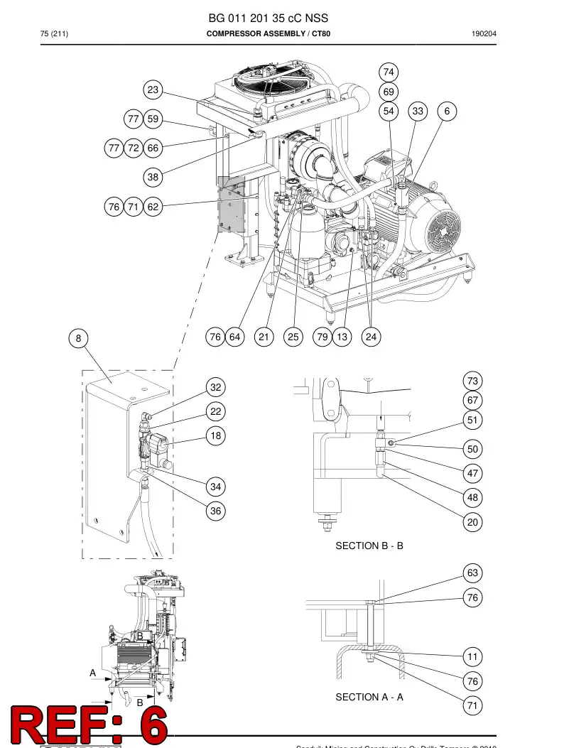 BG00578288a BG 005 782 88a BLOQUE, ACCESORIOS DE LUBRICANTE - Sandvik Technical Drawing