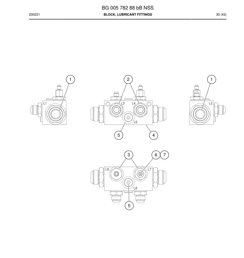 BG00578288b BG 005 782 88b Block, Lubricant Fittings - Sandvik Technical Drawing