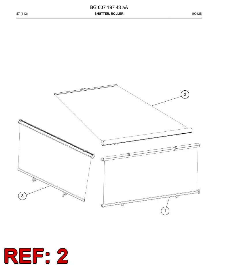 BG00579145a BG 005 791 45a Shutter, Roller - Sandvik Technical Drawing