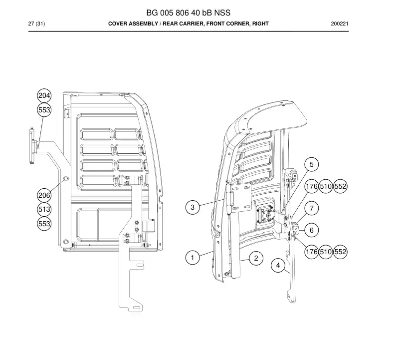 BG00580640b BG 005 806 40b Cover Assembly - Sandvik Technical Drawing