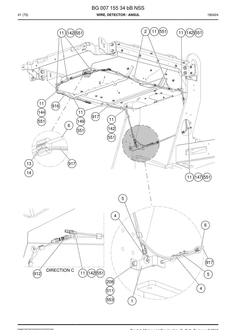 BG00581499a BG 005 814 99a Cable - Sandvik Technical Drawing