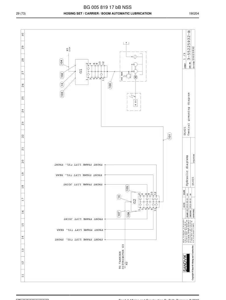 BG00581917b BG 005 819 17b Hosing Set - Sandvik Technical Drawing