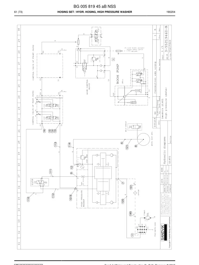 BG00581945a BG 005 819 45a HOSE SET - Sandvik Technical Drawing
