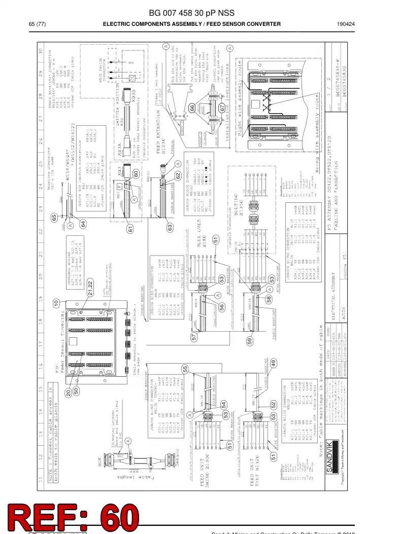 BG00582476c BG 005 824 76c Cable, Prewired Plug - Sandvik Technical Drawing