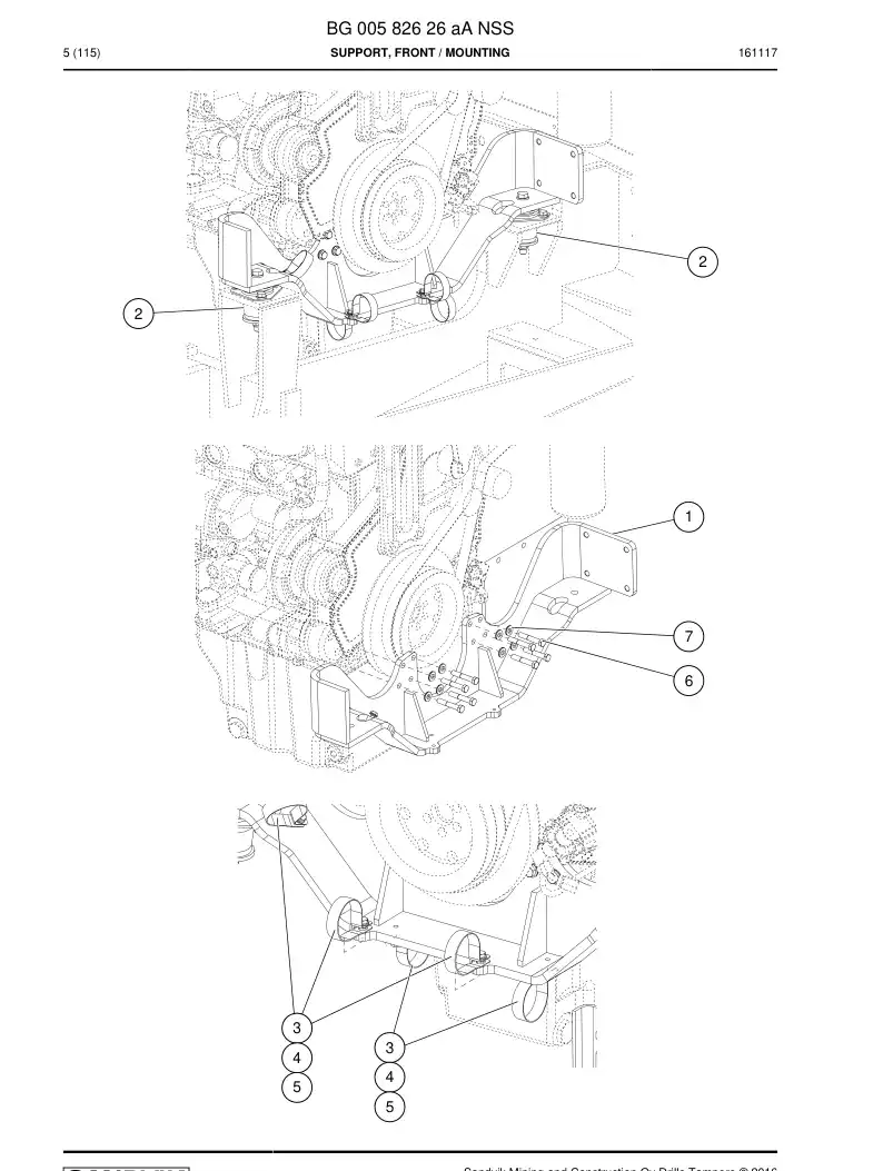 BG00582626a BG 005 826 26a Support, Front - Sandvik Technical Drawing