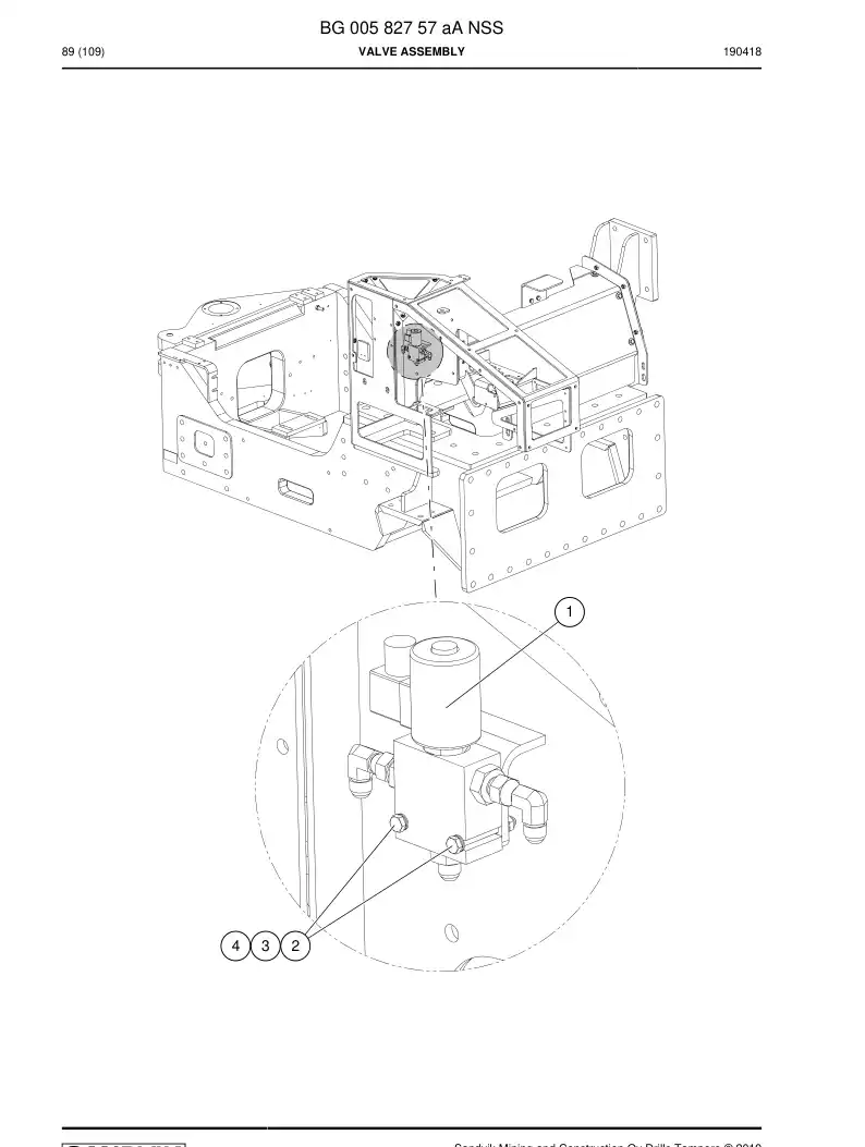 BG00582757a BG 005 827 57a Valve Assembly - Sandvik Technical Drawing