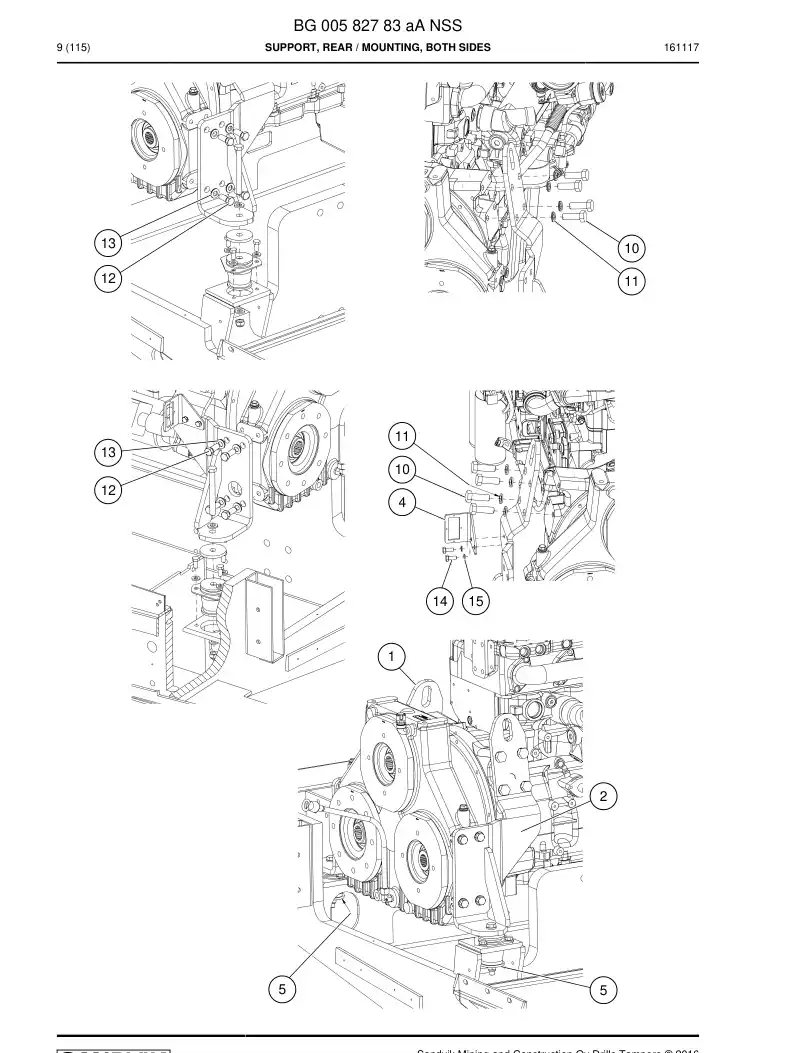 BG00582783b BG 005 827 83b Support, Rear - Sandvik Technical Drawing