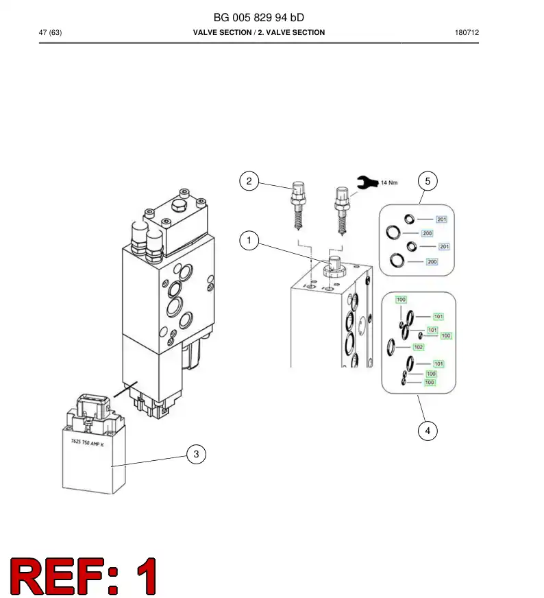 BG00583001a BG 005 830 01a Spool - Sandvik Technical Drawing