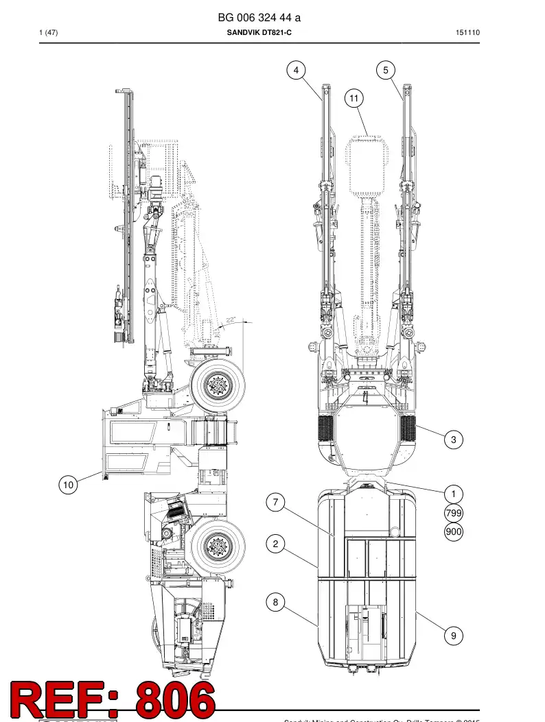 BG00583137a BG 005 831 37a Hosing Set - Sandvik Technical Drawing