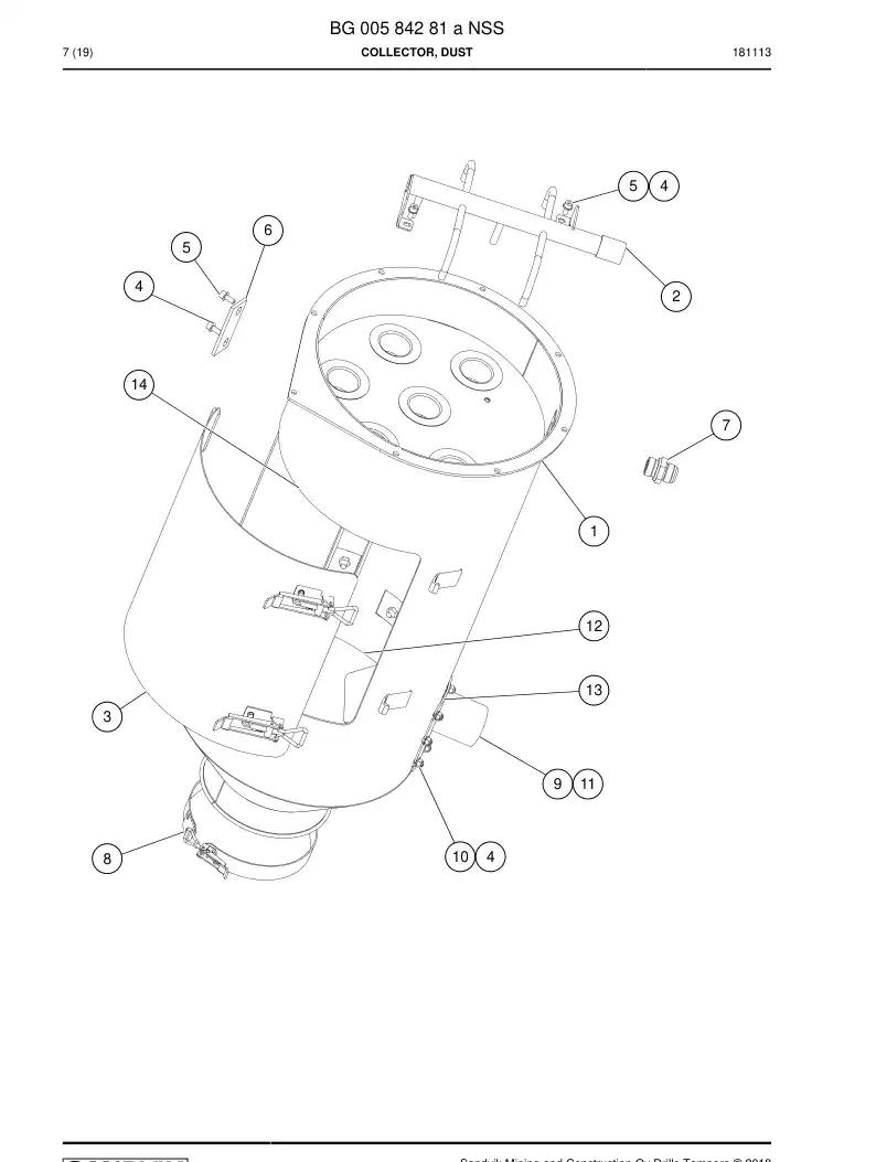 BG00584281a BG 005 842 81a Collector, Dust - Sandvik Technical Drawing