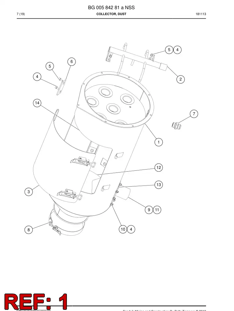 BG00584285a BG 005 842 85a Frame - Sandvik Technical Drawing
