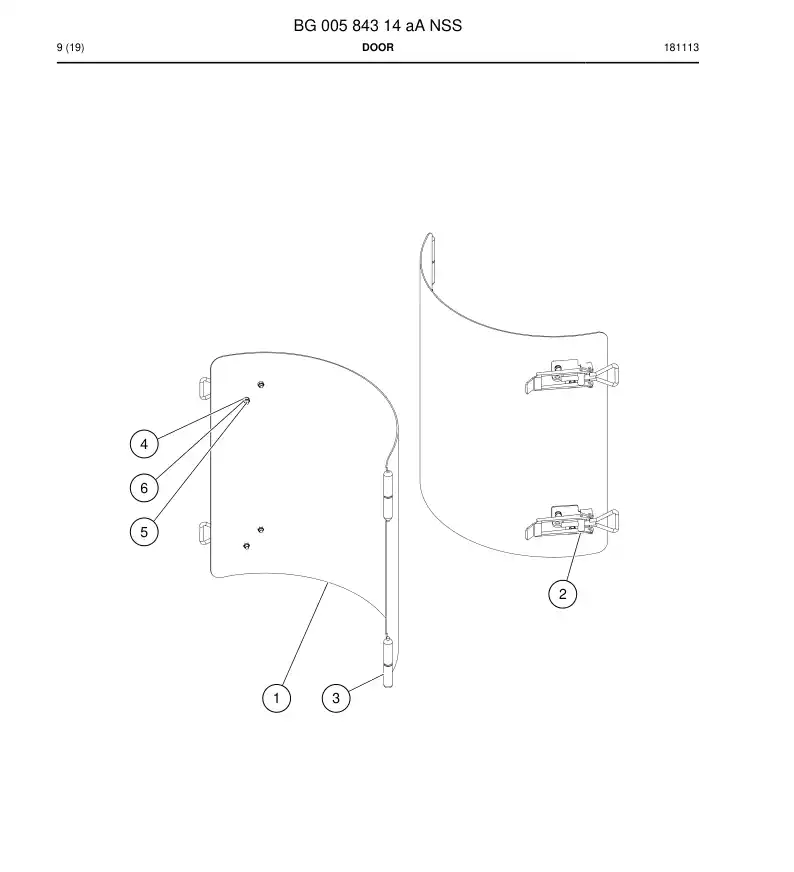 BG00584314a BG 005 843 14a Door - Sandvik Technical Drawing