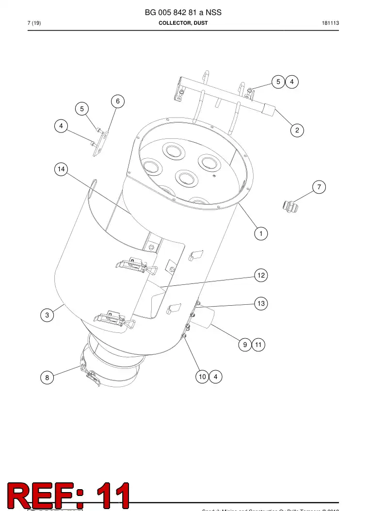 BG00584315a BG 005 843 15a Plate, Wear - Sandvik Technical Drawing
