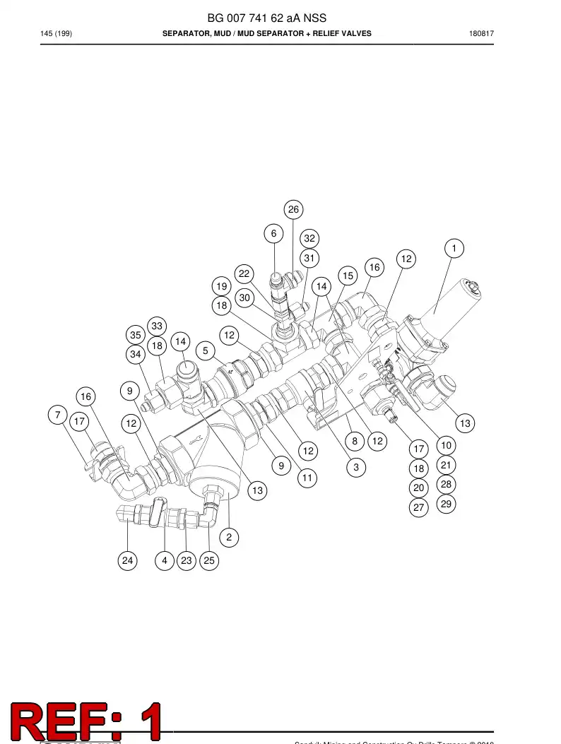 BG00584360a BG 005 843 60a Valve, Pressure Reducing - Sandvik Technical Drawing