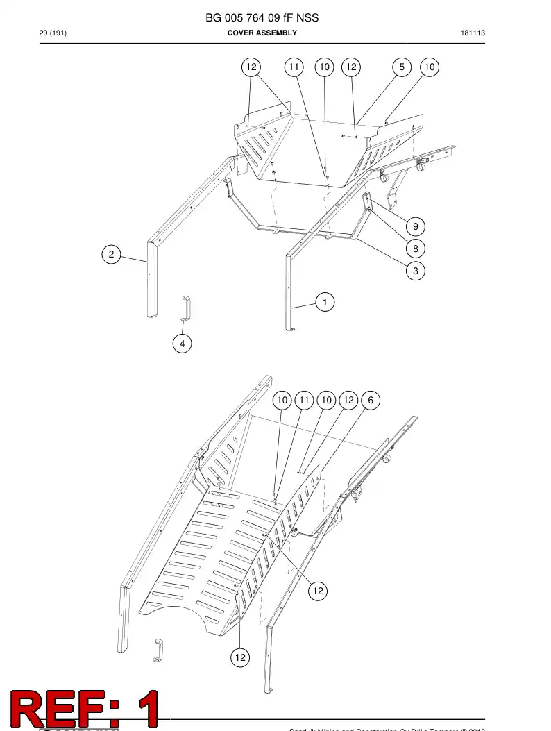 BG00585374d BG 005 853 74d Beam, Frame - Sandvik Technical Drawing