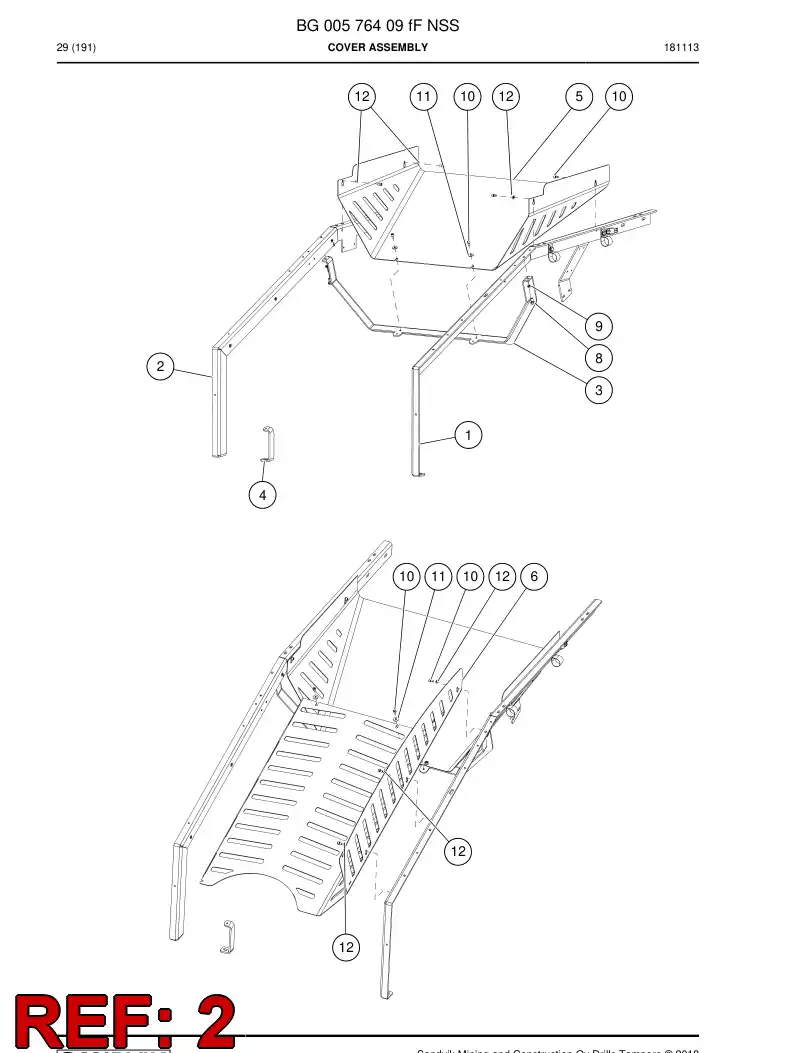BG00585378d BG 005 853 78d Beam, Frame - Sandvik Technical Drawing