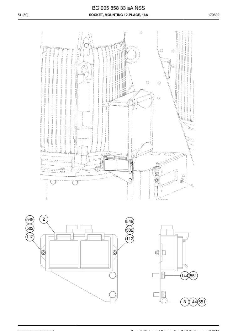 BG00585833a BG 005 858 33a Socket, Mounting - Sandvik Technical Drawing