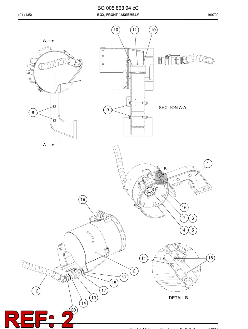 BG00586398b BG 005 863 98b Box, Front - Sandvik Technical Drawing