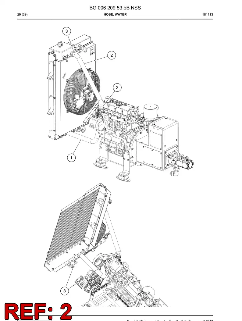 BG00586507b BG 005 865 07b Hose, Water - Sandvik Technical Drawing