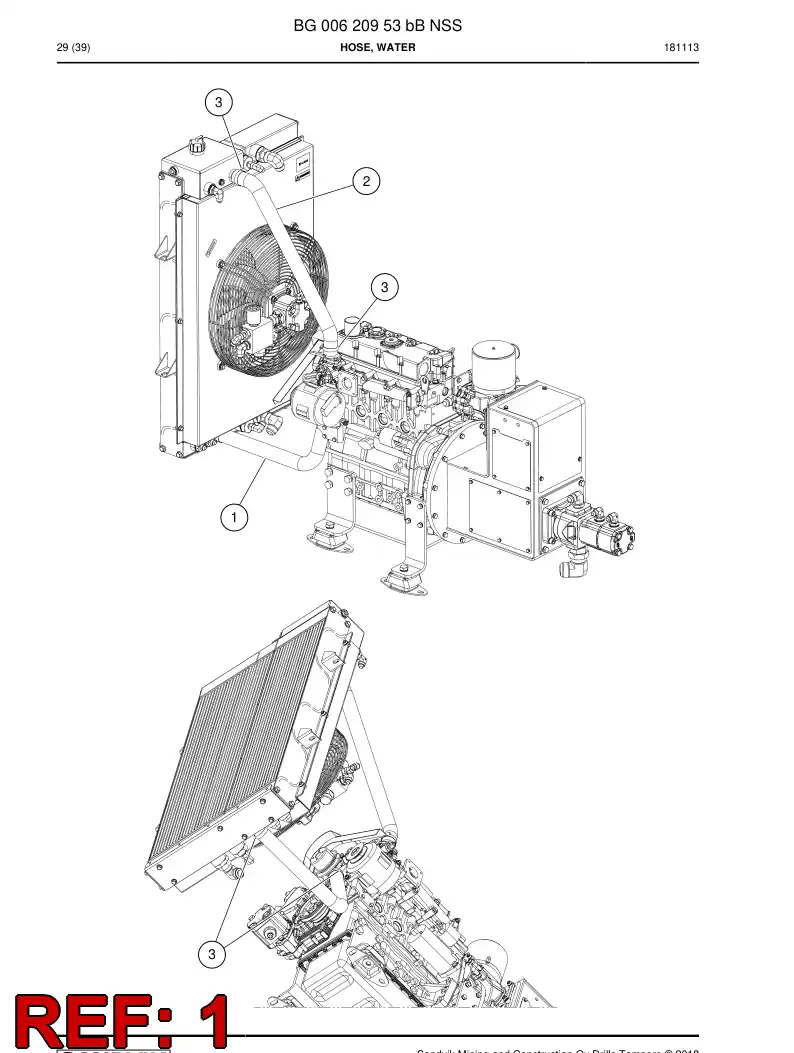 BG00586508b BG 005 865 08b Hose, Water - Sandvik Technical Drawing