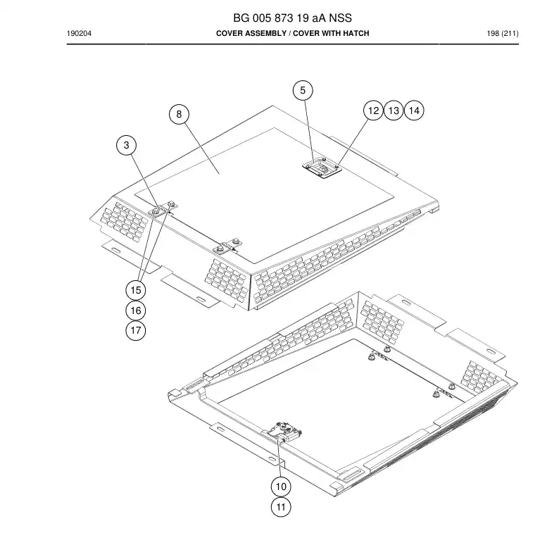 BG00587319a BG 005 873 19a Cover Assembly - Sandvik Technical Drawing