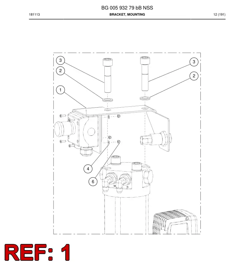 BG00593274a BG 005 932 74a Bracket, Mounting - Sandvik Technical Drawing