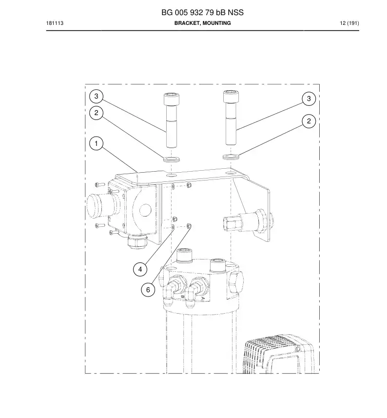 BG00593279b BG 005 932 79b Bracket, Mounting - Sandvik Technical Drawing