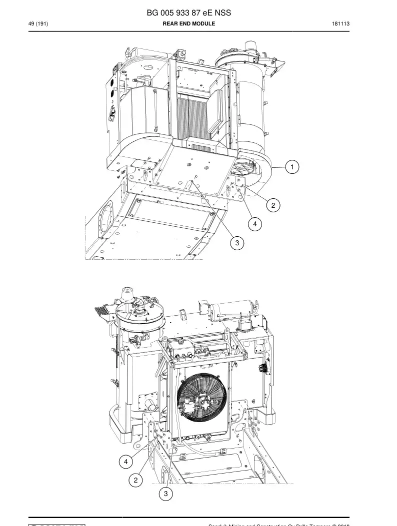 BG00593387e BG 005 933 87e Rear End Module - Sandvik Technical Drawing