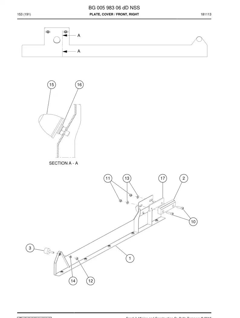 BG00598306d BG 005 983 06d Plate, Cover - Sandvik Technical Drawing