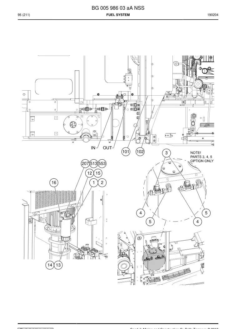 BG00598603a BG 005 986 03a Fuel System - Sandvik Technical Drawing