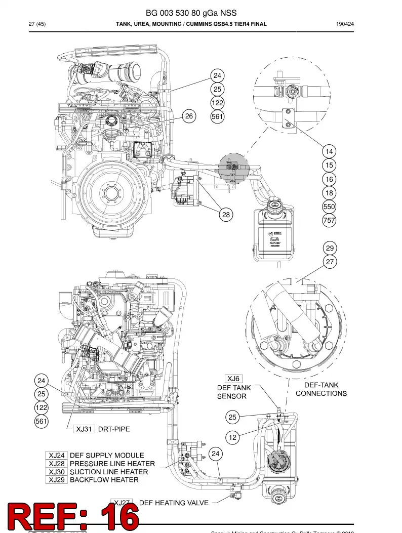 BG00598810a BG 005 988 10a Clamp, Pipe, Top Plate - Sandvik Technical Drawing