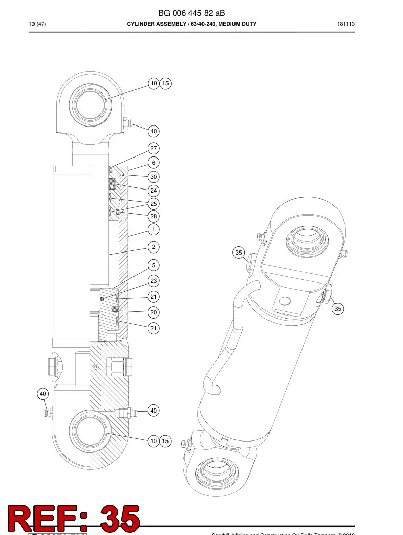 BG00599703c BG 005 997 03c Valve, Counterbalance - Sandvik Technical Drawing