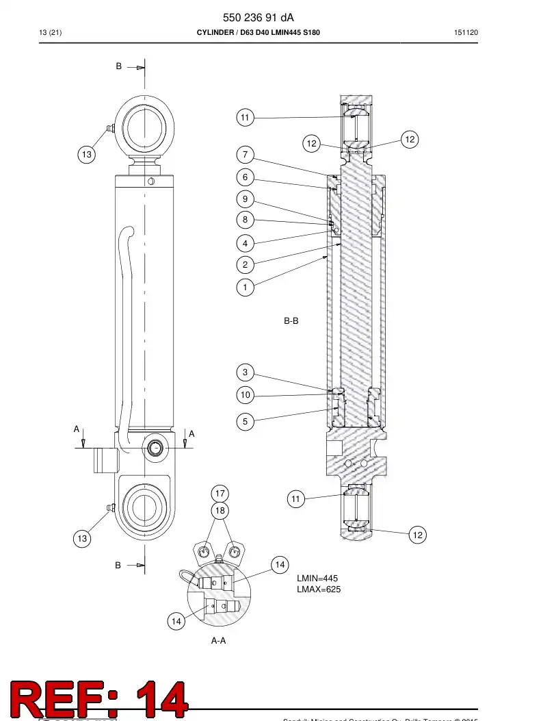 BG00599705a BG 005 997 05a Valve, Counterbalance - Sandvik Technical Drawing