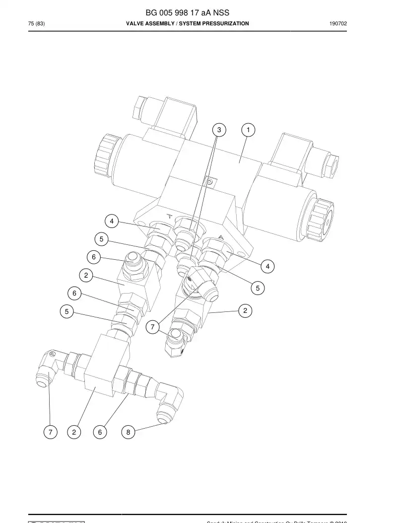 BG00599817a BG 005 998 17a Valve Assembly - Sandvik Technical Drawing