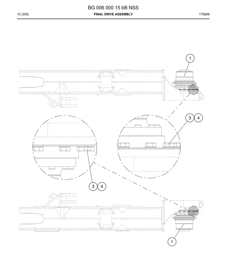 BG00600015b BG 006 000 15b Final Drive Assembly - Sandvik Technical Drawing