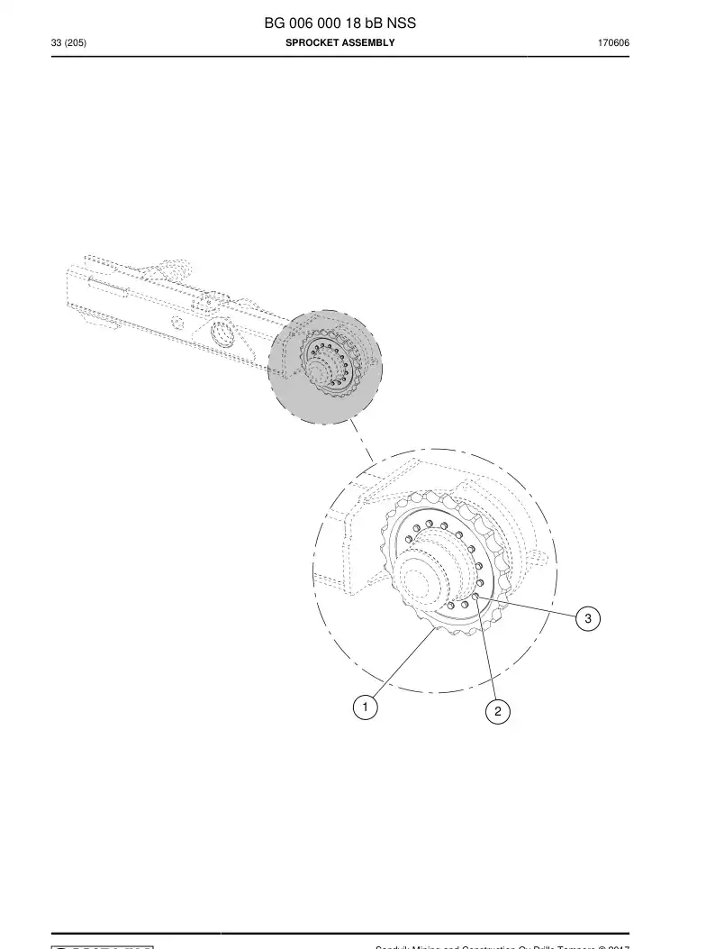 BG00600018b BG 006 000 18b Sprocket Assembly - Sandvik Technical Drawing