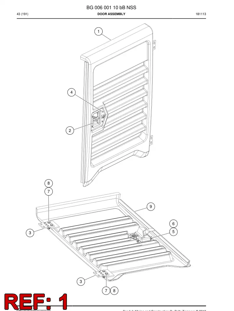 BG00600098a BG 006 000 98a Door - Sandvik Technical Drawing