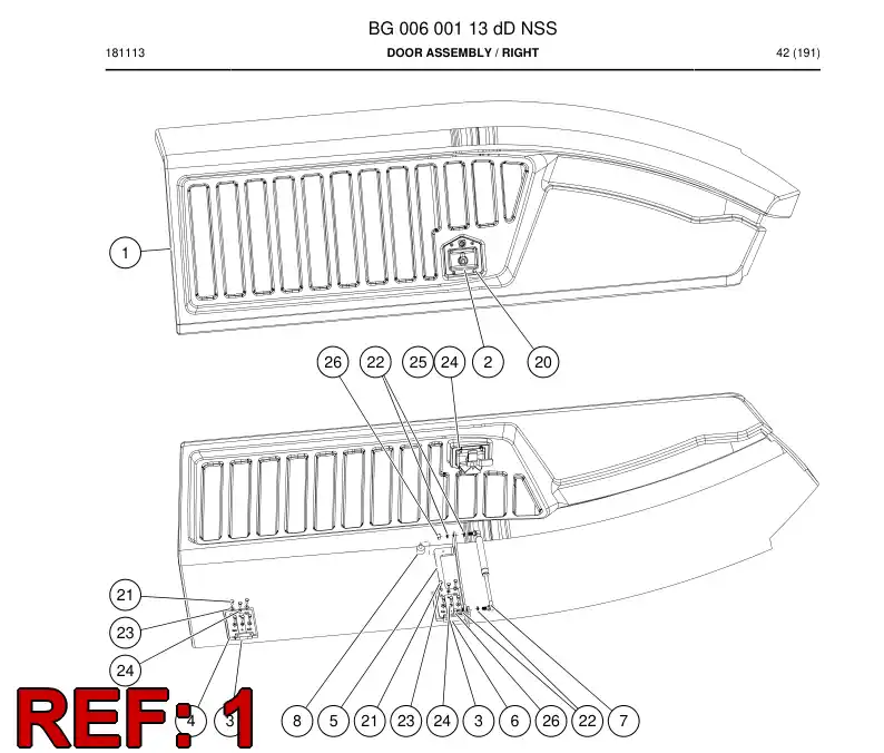 BG00600100b BG 006 001 00b Door - Sandvik Technical Drawing