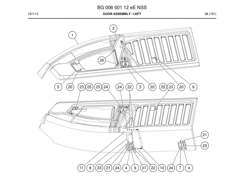 BG00600112e BG 006 001 12e Door Assembly - Sandvik Technical Drawing
