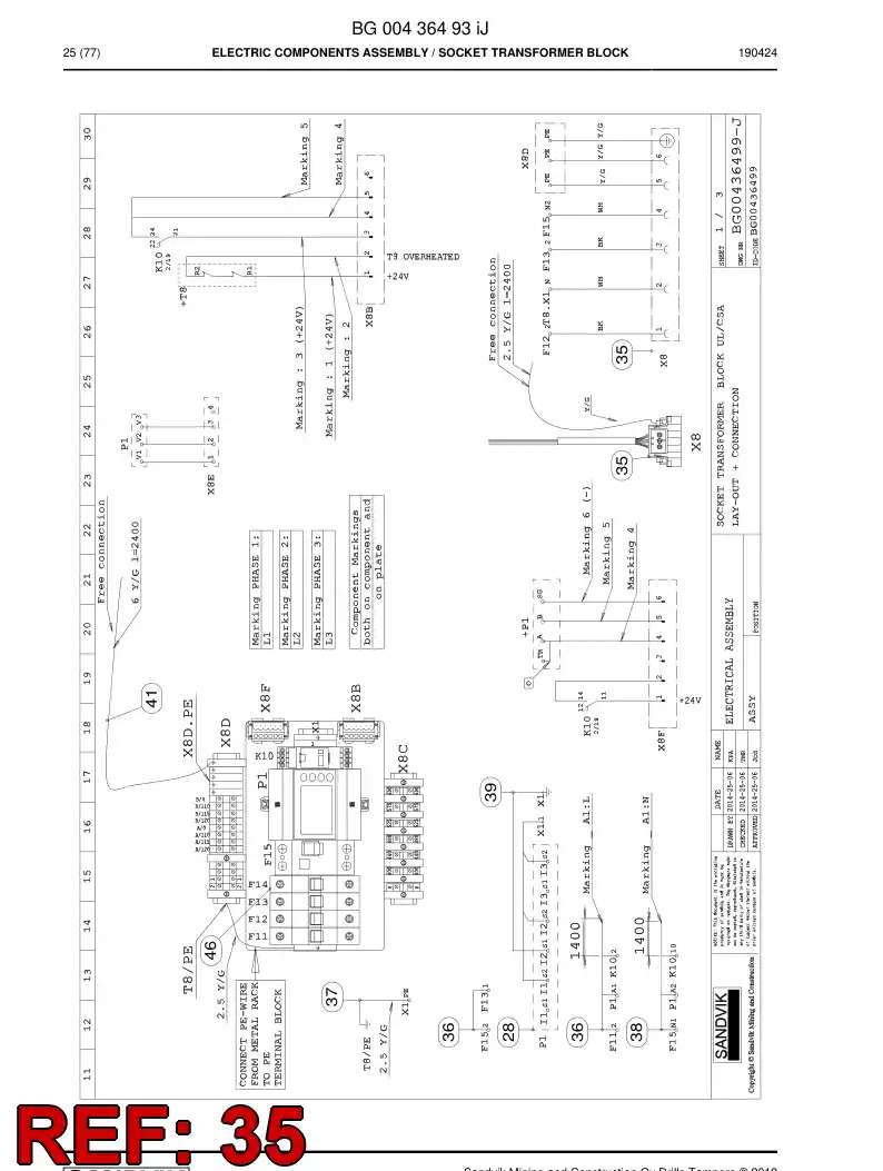 BG00601540a BG 006 015 40a Wiring Harness Assembly - Sandvik Technical Drawing