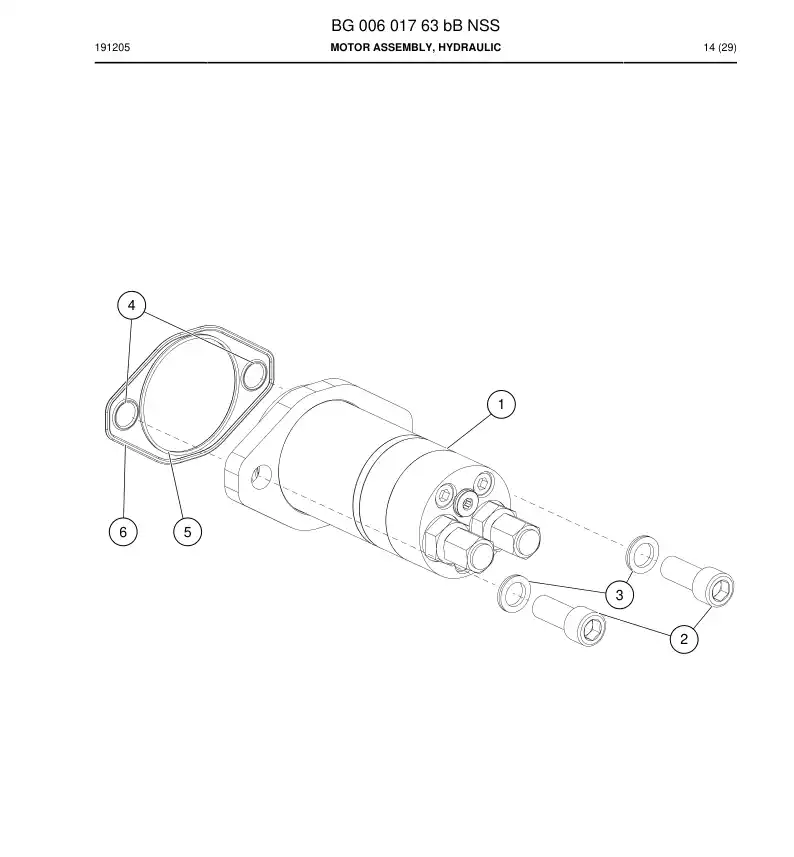 BG00601763b BG 006 017 63b Motor Assembly, Hydraulic - Sandvik Technical Drawing