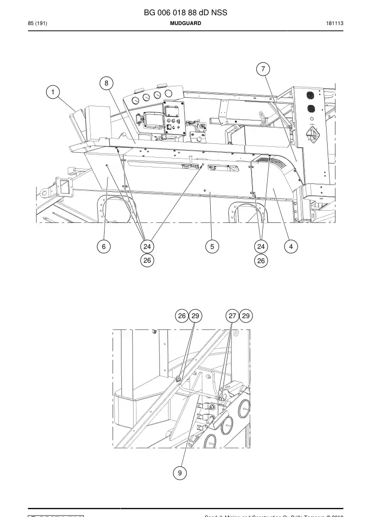 BG00601888d BG 006 018 88d Mudguard - Sandvik Technical Drawing