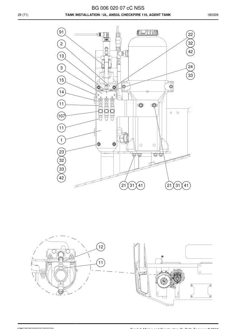 BG00602007c BG 006 020 07c INSTALAO DO TANQUE - Sandvik Technical Drawing