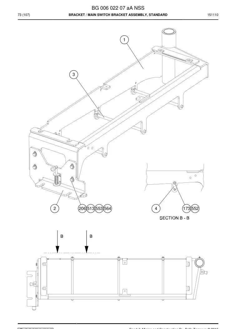 BG00602207b BG 006 022 07b Bracket - Sandvik Technical Drawing