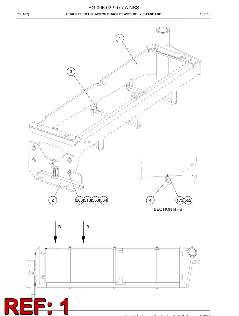 BG00602208a BG 006 022 08a Bracket - Sandvik Technical Drawing