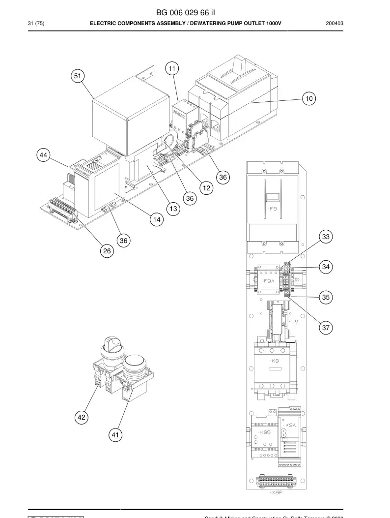 BG00602966b BG 006 029 66b Electric Components Assembly - Sandvik Technical Drawing