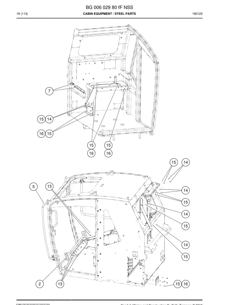 BG00602980f BG 006 029 80f Cabin Equipment - Sandvik Technical Drawing