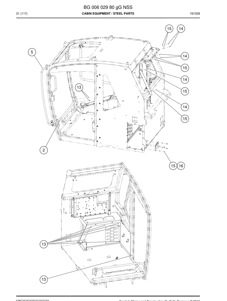 BG00602980g BG 006 029 80g Cabin Equipment - Sandvik Technical Drawing